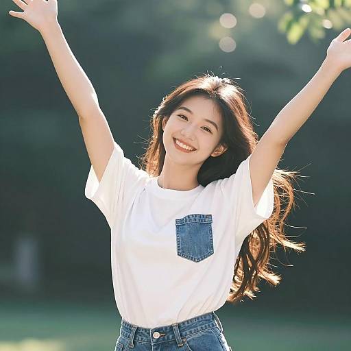 Joyful Young Woman in Nature