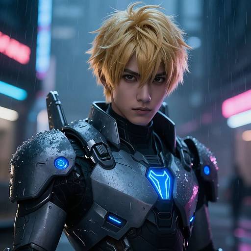 Futuristic Blonde Anime Warrior