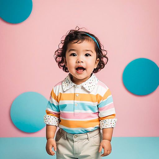 Surprised Toddler in 80s Style Outfit