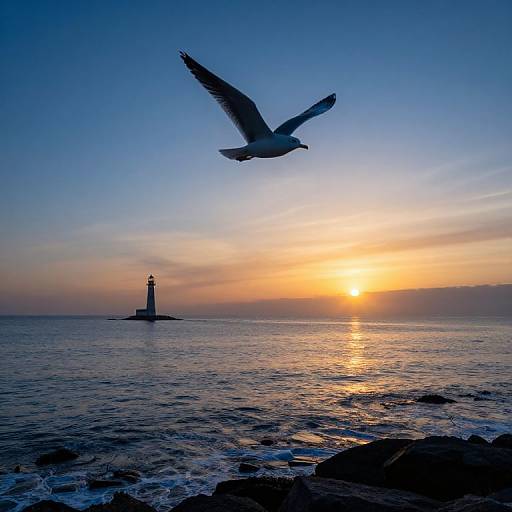 Turner-Inspired Seagull's Ocean Sunset