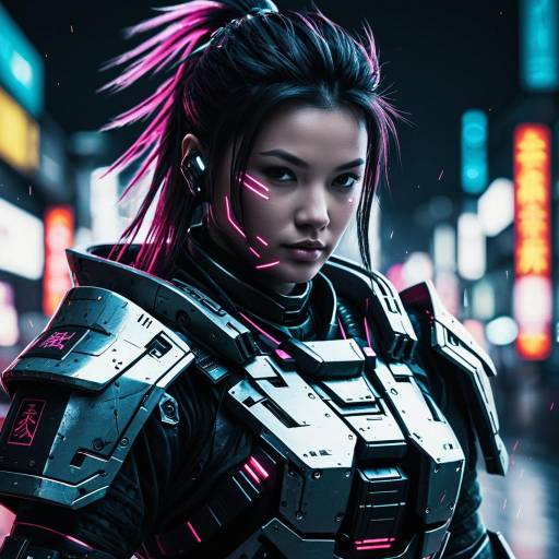 Cyberpunk Female Robotic Samurai Portrait