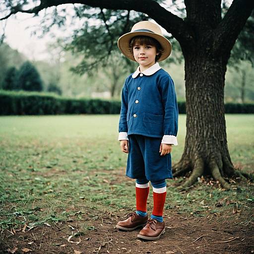 Boy in Nursery Rhyme Fancy Dress Outdoors