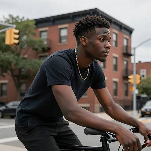 Urban Young Black Man with Bicycle