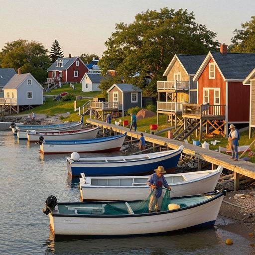 Greenbay Fishing Village Sunset Scene