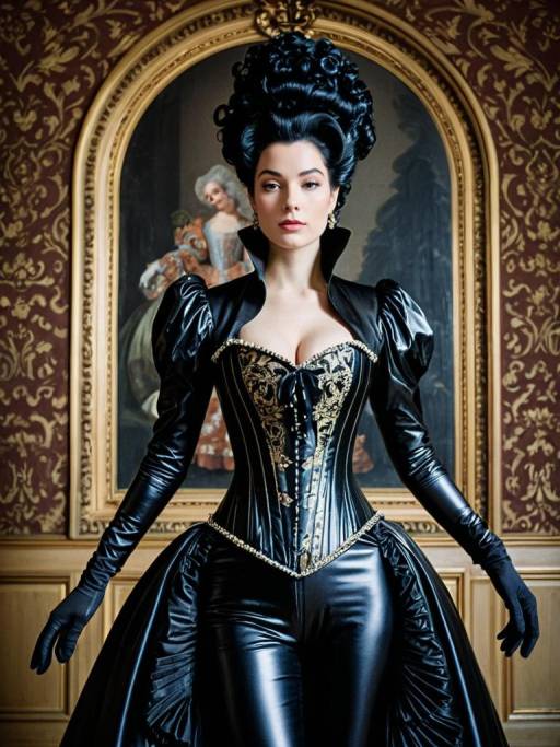 Baroque Style Noblewoman in Leather Corset Outfit