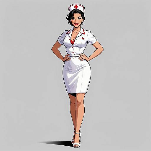 Confident Nurse in Comic Art Style