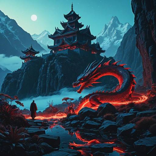 Majestic Dragon Over Ancient Monastery Majestic Dragon Over Ancient Monastery