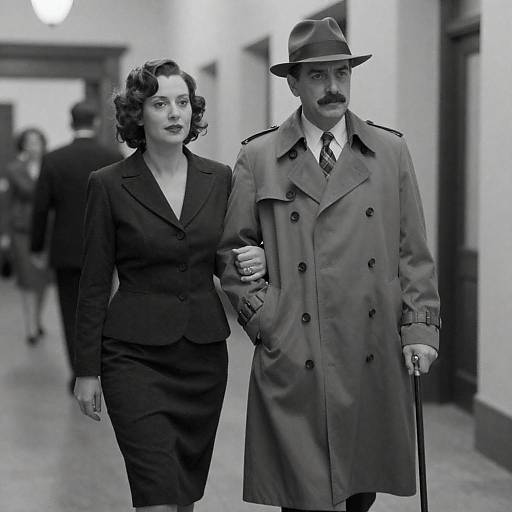 Vintage Noir: Couple in a Corridor
