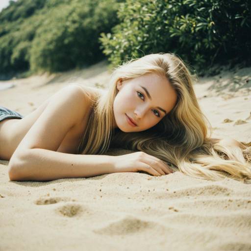 Young Woman Lying on Sandy Beach