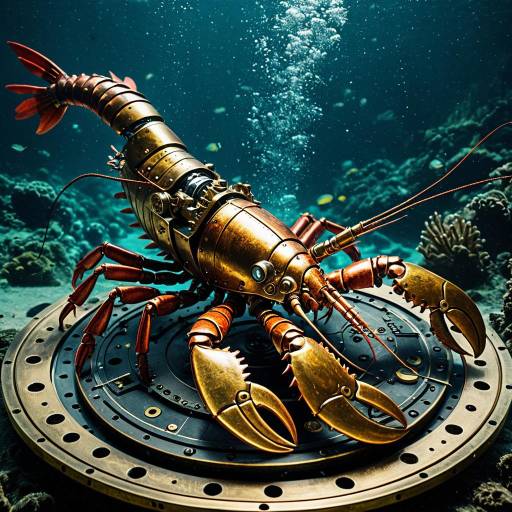 Steampunk Mechanical Lobster Underwater Art