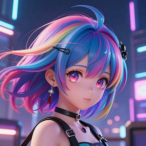 Vibrant Cyberpunk Anime Hair Style