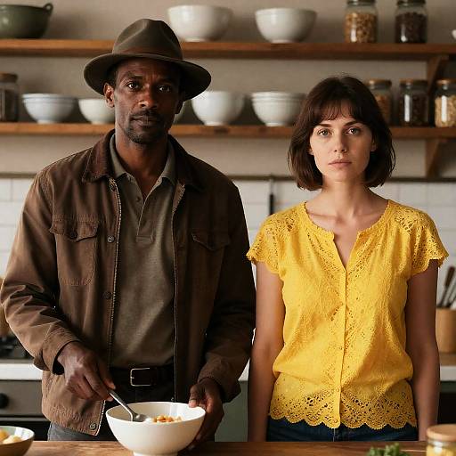 Rustic Kitchen Snapshot with Diverse Chefs