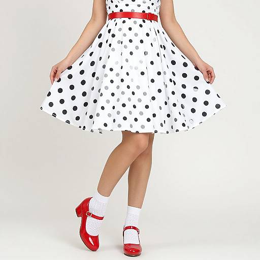 Woman in Sock Hop Sweetheart Dress
