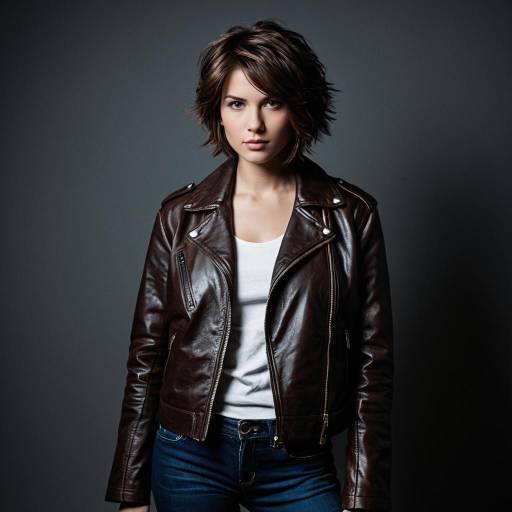 Confident Woman in Leather Jacket