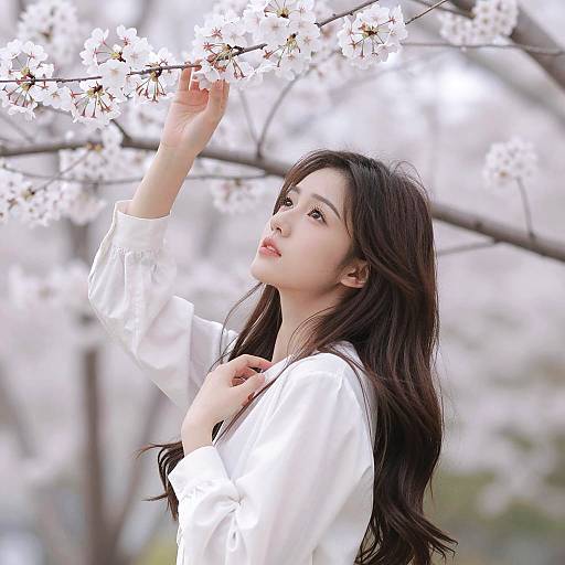 Graceful Woman Among Cherry Blossoms
