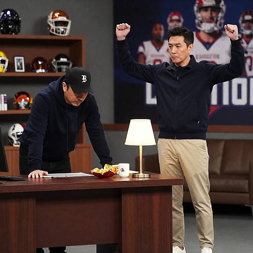 Dynamic Sports-Themed Photograph of Two Men