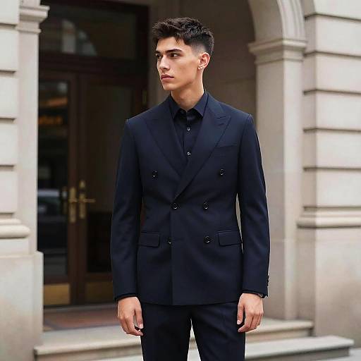 Shadow Fade Hairstyle in Navy Suit