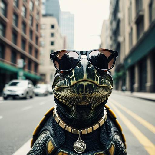 Turtle With Sunglasses and Necklace in City