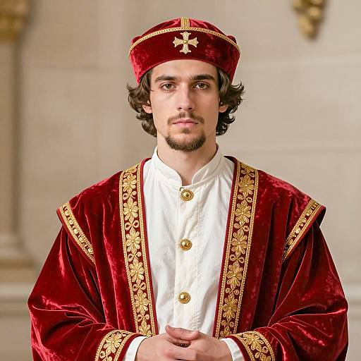 Regal Medieval Portrait in Velvet Attire