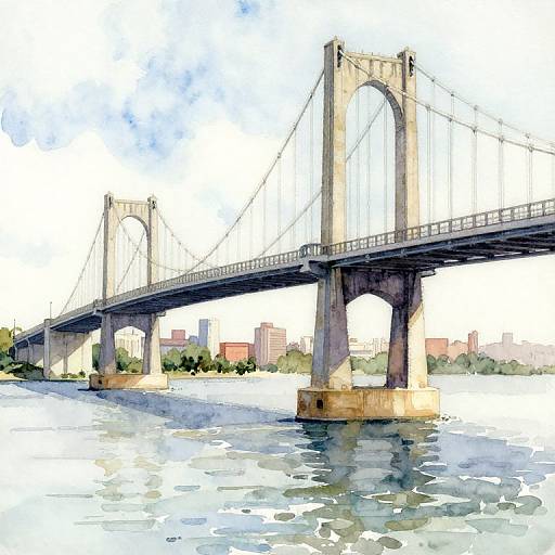 Watercolor Painting of Key Bridge