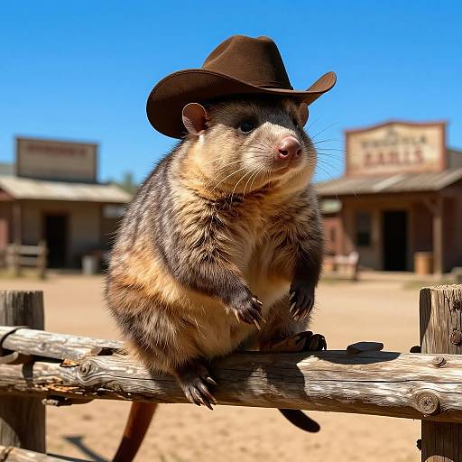 Wild West Possum on Fence