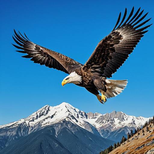 Majestic Eagle Soaring Over Mountain Ridge