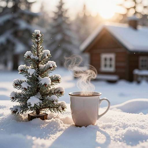 Occsan Sipping Hot Drink in Cottage