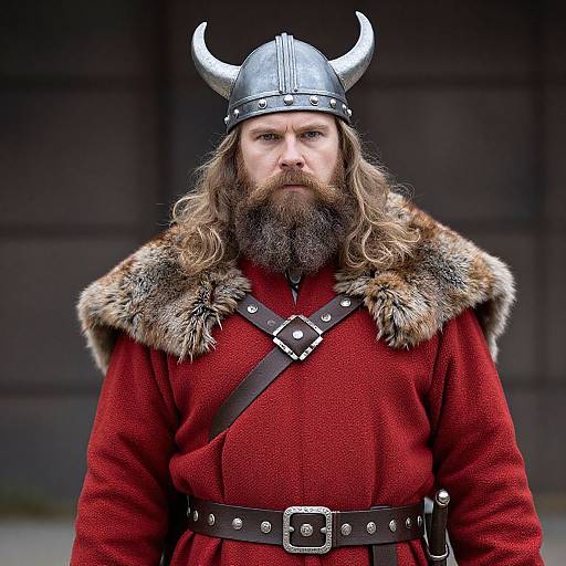Bearded Viking Man in Red Robe