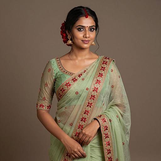 Elegant Portrait of Indian Woman in Saree