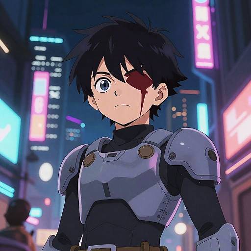 Neon Samurai: Scarred Anime Hero