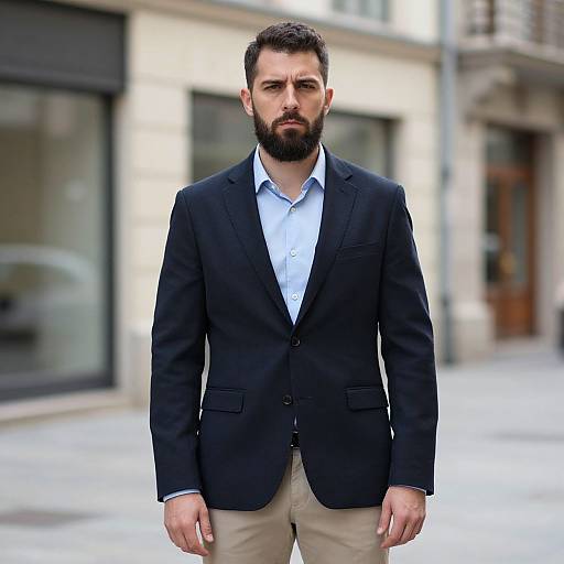 Serious Bearded Man in Urban Attire