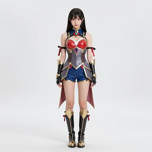 Young Woman in Fantasy Armor Costume