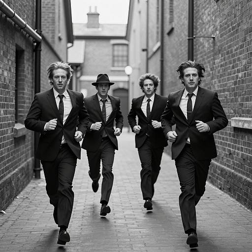 Dynamic Black-and-White Alleyway Scene