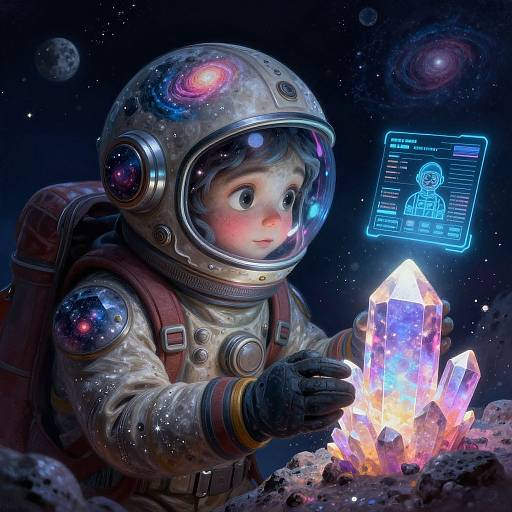 Whimsical Moon Miner with Lunar Crystals
