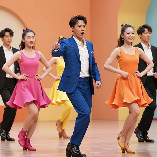 Vibrant Dance Party with Colorful Outfits