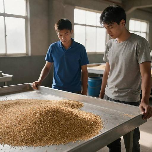 Young Men in Industrial Grain Setting
