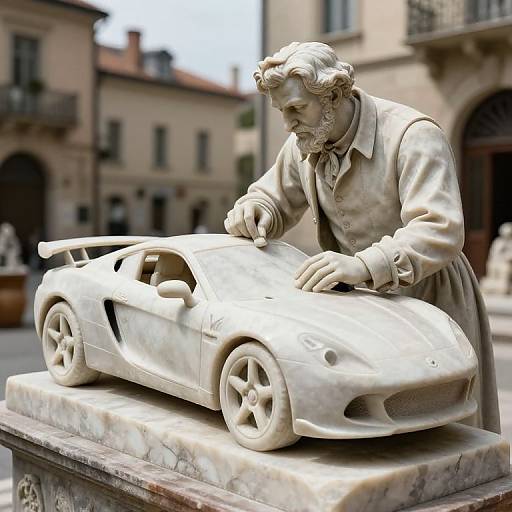 Marble Sculptor Crafting Sports Car