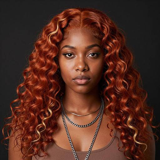 Young Black Woman with Curly Red-Orange Hair