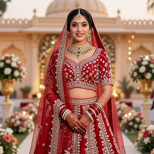 Young Bride in Red Lehenga at Wedding