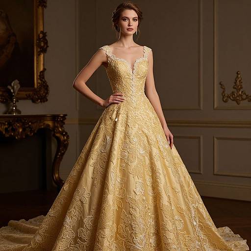 Elegant Gold Wedding Dress Showcase
