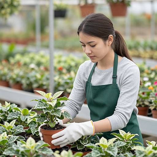 Young Woman Working in Nursery