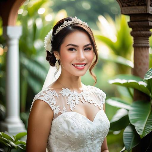 Radiant Thailand Bride in Lush Garden