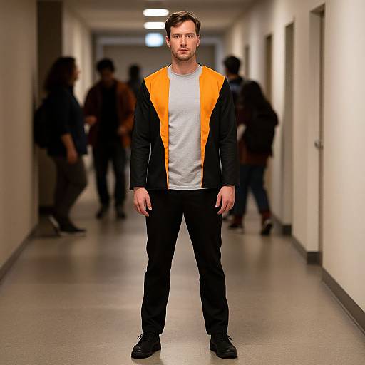 Man in Halloween Costume in Hallway