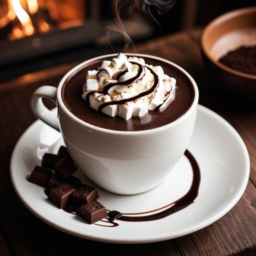 Hot Chocolate with Marshmallows and Chocolate Drizzle