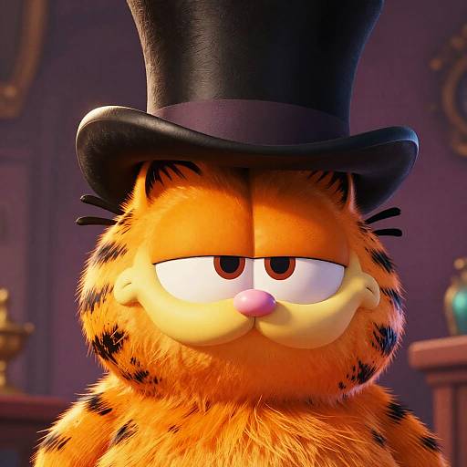 Radiant Anthropomorphic Garfield with Top Hat