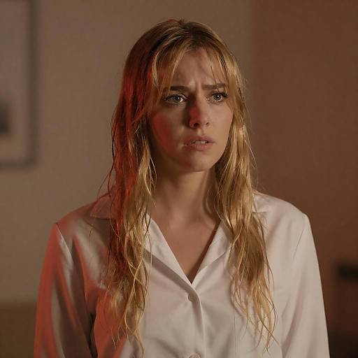 Concerned Woman with Blonde Hair Portrait