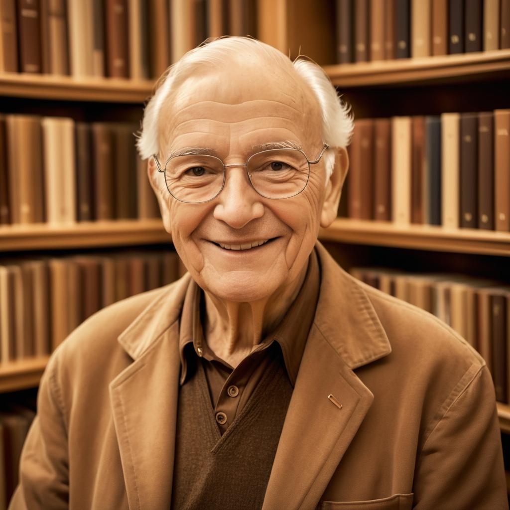 Warm Wisdom: Elderly Man in Library