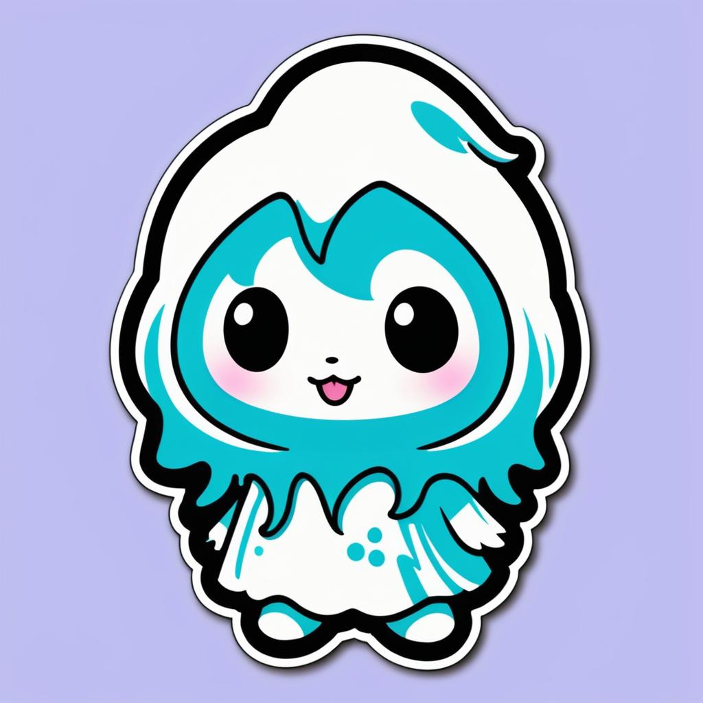 Kawaii Patina Ghost Sticker Design