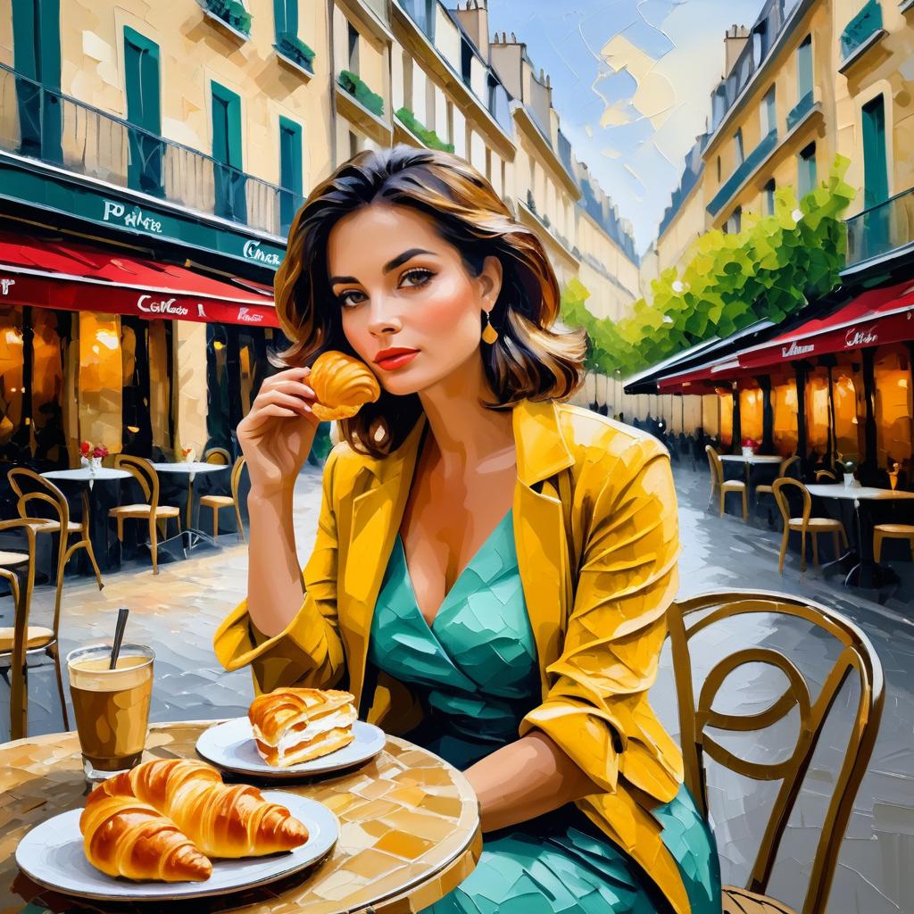 Elegant Paris Café Scene in Oil Painting