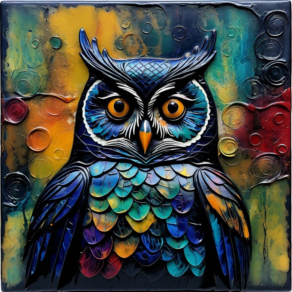 Frida Kahlo Inspired Abstract Owl Art